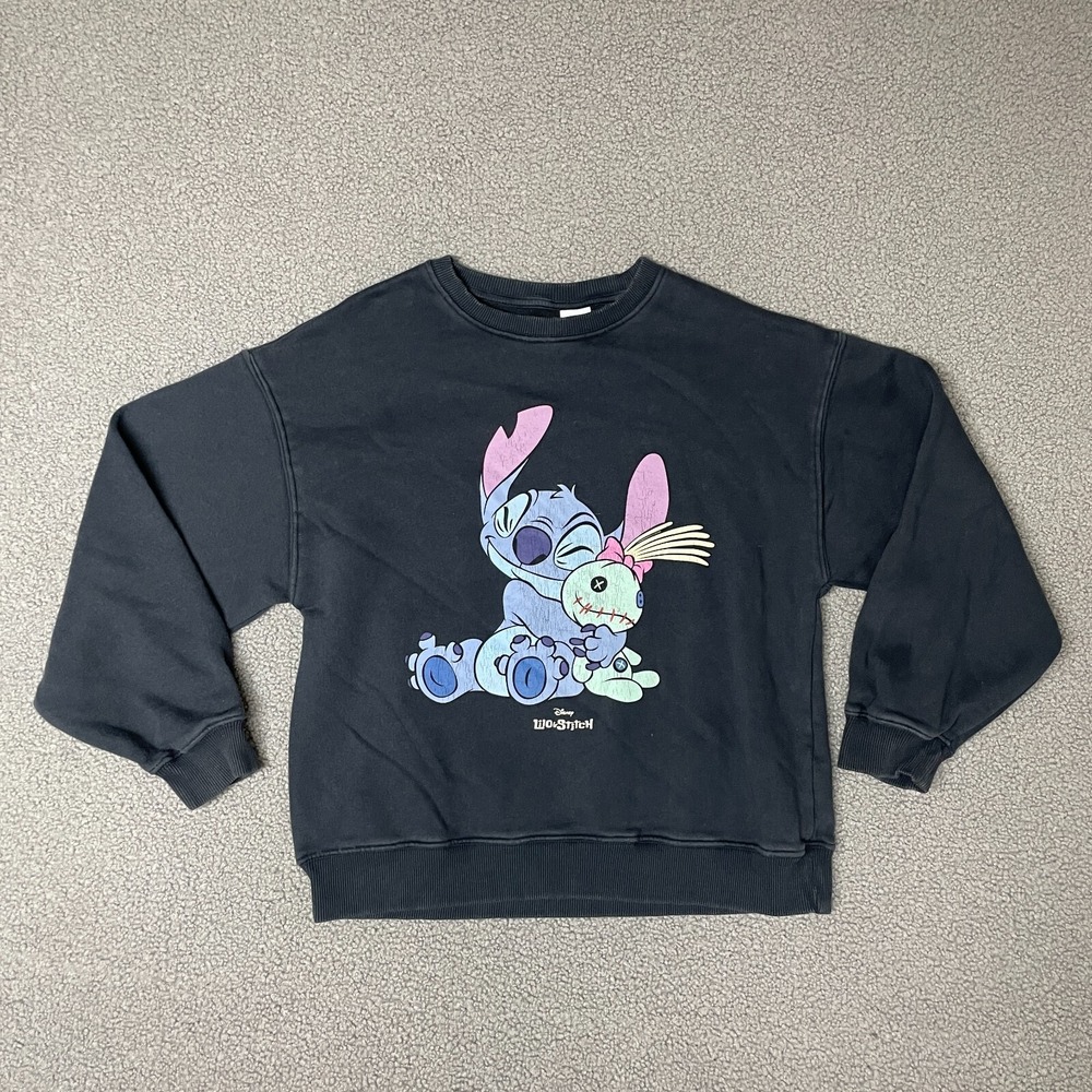 Girls Zara Disney Stitch Sweatshirt Black 13-14 Years